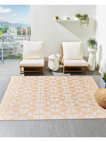 Beliani Outdoorteppich BALASORE in Beige/Weiß - (W) 160 x (L) 230 cm