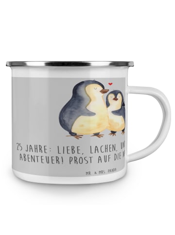 Mr. & Mrs. Panda Emaille Tasse 25. Hochzeitstag Silberne Hochzei... in Heather Grey