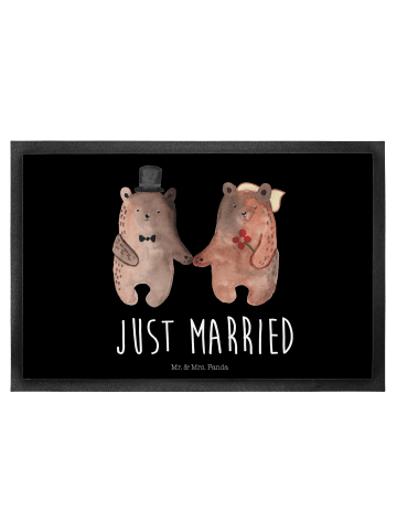 Mr. & Mrs. Panda Schmutzmatte Bär Heirat mit Spruch in Schwarz