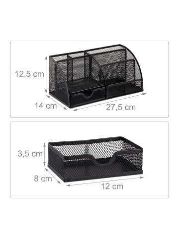 relaxdays Schreibtischorganizer in Schwarz - (B)27,5 x (H)12,5 x (T)14 cm