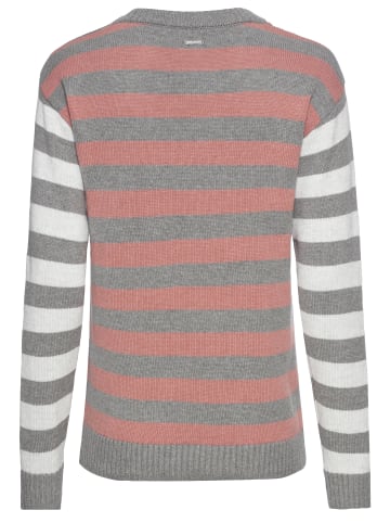 Laura Scott Strickpullover in grau-rosa-gestreift