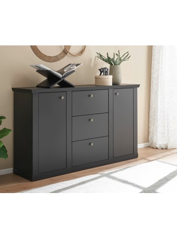 Furn.Design Sideboard schwarz matt, Eiche Landhaus 158 cm, Kommode mit Soft-Close