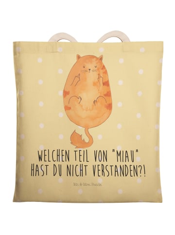 Mr. & Mrs. Panda Tote Bag Katze Mittelfinger mit Spruch in Gelb Pastell