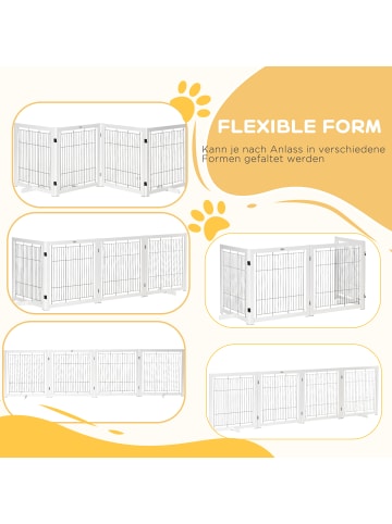 Pawhut Hunde Absperrgitter Weiß+Schwarz 305L x 35,5B x 82H cm