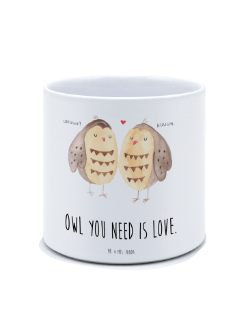 Mr. & Mrs. Panda XL Blumentopf Eulen Liebe mit Spruch in Weiß