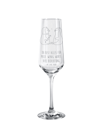 Mr. & Mrs. Panda Champagnerglas Pinguin Pärchen mit Spruch in Transparent