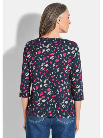 GOLDNER Kurzgröße:  Florales Jerseyshirt mit Paisley-Muster in marine / gemustert