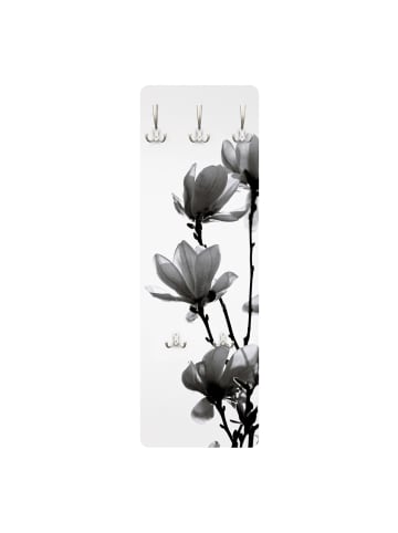 WALLART Garderobe - Frühlingsbote Magnolie Schwarz Weiß in Schwarz-Weiß
