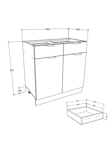 ebuy24 Küchenunterschrank Fasola Weiß 80 x 46 cm