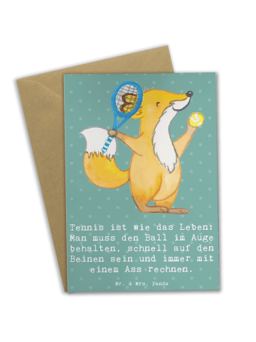 Mr. & Mrs. Panda Klappkarte Tennis Lebensweisheit mit Spruch in Meeresbrise