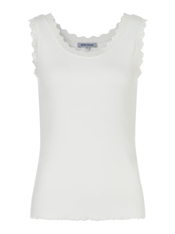 More & More Rippentop mit Spitzenkante in off white