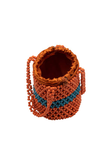IZIA Damen Bucket Bag Aus Perlen in Orange Mehrfarbig