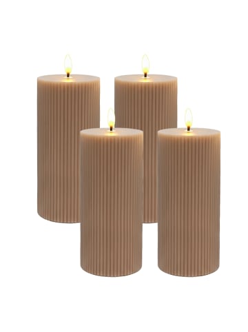 relaxdays 4 x LED Kerzen in Mocha Mousse - (H)18 x Ø 7,5 cm