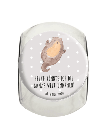 Mr. & Mrs. Panda Bonbonglas Otter Umarmen mit Spruch in Grau Pastell