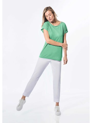 GOLDNER Kurzgröße:  Shirt in Leinenoptik in jadegrün