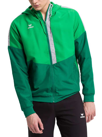 erima Herren Squad Tracktop Trainingsjacke mit Kapuze in fern green/smaragd/silver grey