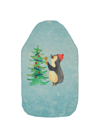 Mr. & Mrs. Panda Wärmflasche Pinguin Weihnachtsbaum ohne Spruch in Eisblau