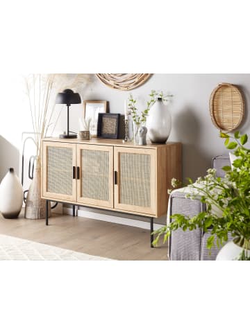 Beliani Sideboard PASCO in Braun/Schwarz - (W) 120 x (H) 76 x (L) 40 cm
