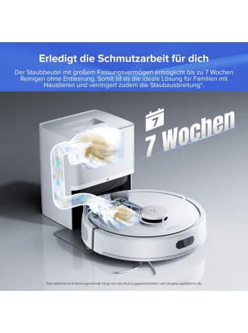 Roborock Saugroboter Q7 BF+ in Weiß, 8000 Pa, Dual Anti-Tangle-System