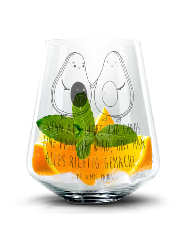 Mr. & Mrs. Panda Blümchentail Glas Avocado Pärchen mit Spruch in Transparent