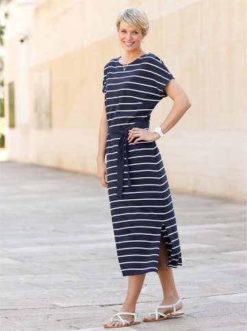 Sieh an! Jerseykleid in marine-weiß-geringelt