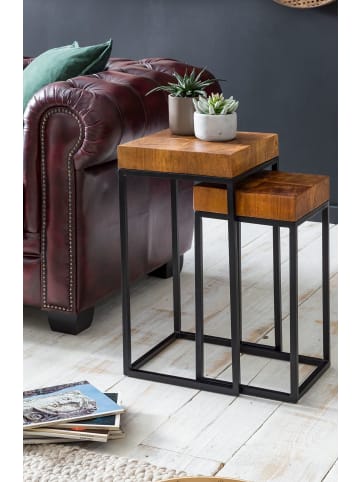 FineBuy Beistelltisch in Braun / Sheesham / 30x30x60