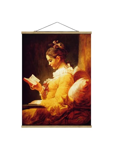 WALLART Stoffbild - Jean Honoré Fragonard - Lesendes Mädchen in Gelb