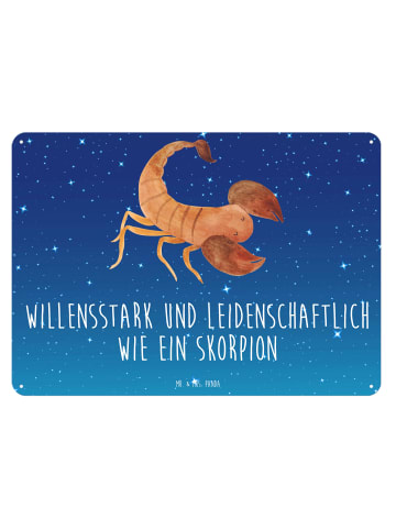 Mr. & Mrs. Panda Blechschild Sternzeichen Skorpion mit Spruch in Sternenhimmel Blau