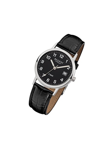 Regent Analog-Armbanduhr Regent Lederarmband schwarz mittel (ca. 34mm)