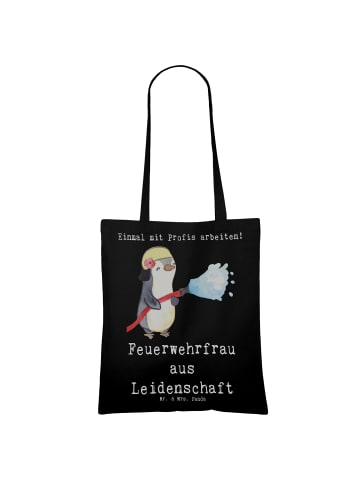 Mr. & Mrs. Panda Tote Bag Feuerwehrfrau Leidenschaft mit Spruch in Schwarz