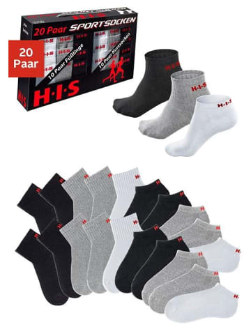 H.I.S Kurzsocken in weiß, grau, schwarz