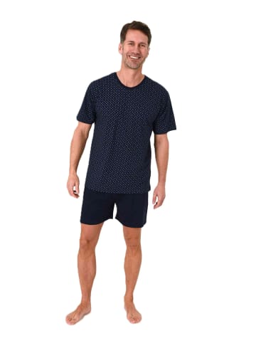NORMANN Kurzarm Schlafanzug Shorty Pyjama Minimalprint in gelb