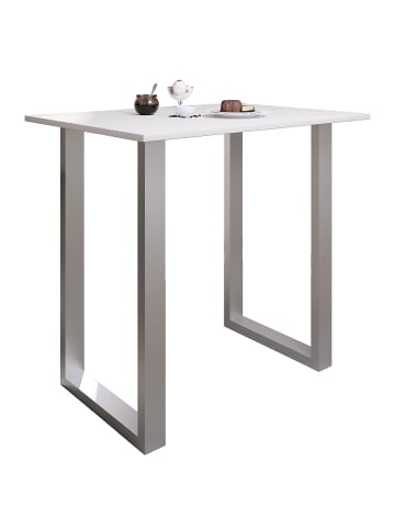 ebuy24 Bartisch Xona silberfarben Weiß 110 x 80 cm