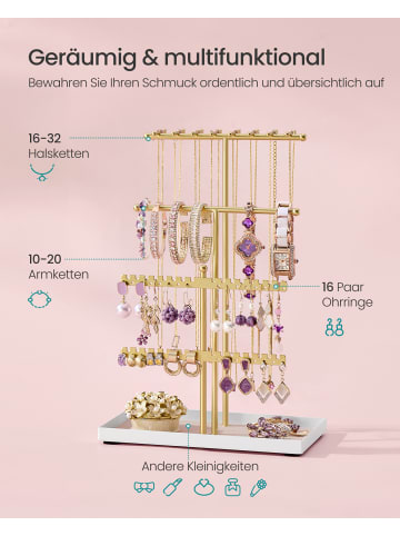 SONGMICS Schmuckständer Caeley in Blassgold - (B)12 x (H)30 x (T)21 cm