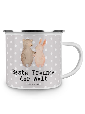 Mr. & Mrs. Panda Blechbecher Hase Beste Freunde der Welt mit Spruch in Grau Pastell