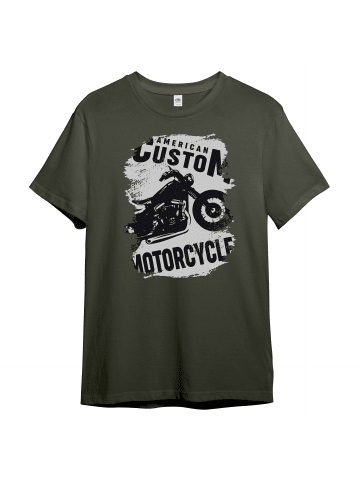 PAULGOS Herren T-Shirt, Motorcycle in Olive