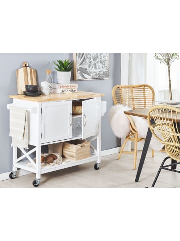 Beliani Servierwagen MELE in Weiß/Braun - (W) 102 x (H) 90 x (L) 44 cm