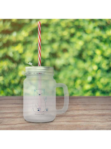 Mr. & Mrs. Panda Trinkglas Mason Jar Eisbär Faul ohne Spruch in Transparent