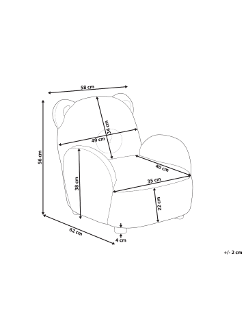 Beliani Kindersessel BOO in Beige/Braun - (W) 58 x (H) 56 x (L) 62 cm