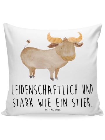 Mr. & Mrs. Panda Kissen Sternzeichen Stier mit Spruch in Weiß