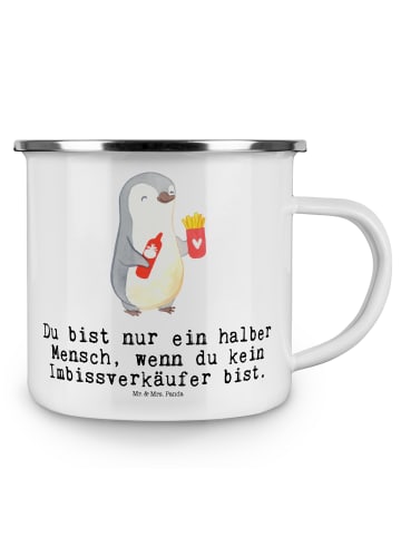 Mr. & Mrs. Panda Tasse Imbissverkäufer Herz mit Spruch in Weiß