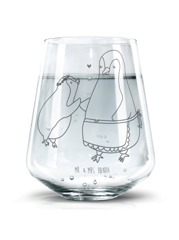 Mr. & Mrs. Panda Trinkglas Pinguin mit Kind ohne Spruch in Transparent