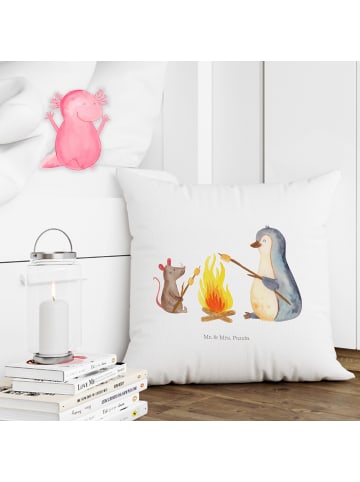 Mr. & Mrs. Panda Deko Kissen Pinguin Lagerfeuer ohne Spruch in Weiß