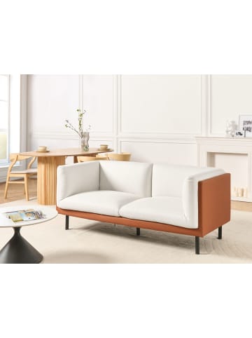 Beliani 2-Sitzer Sofa VORGOD in Weiß/Braun/Schwarz - (W) 180 x (H) 76 x (L) 84 cm