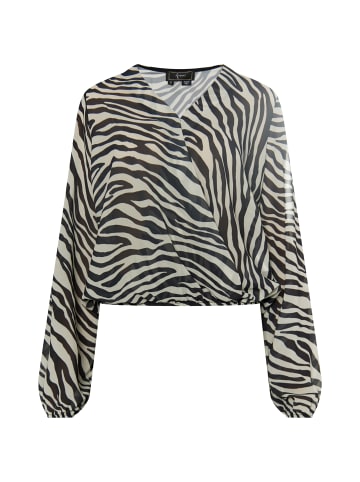 faina Bluse Mit Zebraprint in Weiss Schwarz