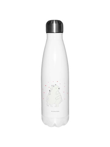 Mr. & Mrs. Panda Wasserflasche Eisbär Umarmen ohne Spruch in Weiß