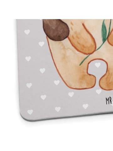 Mr. & Mrs. Panda Glasuntersetzer Bären Liebe ohne Spruch in Grau Pastell