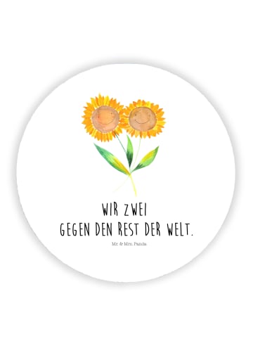 Mr. & Mrs. Panda Rund Magnet Blume Sonnenblume mit Spruch in Weiß