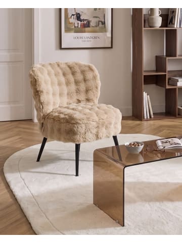 Beliani Sessel VOSS in Beige/Schwarz - (W) 60 x (H) 76 x (L) 52 cm