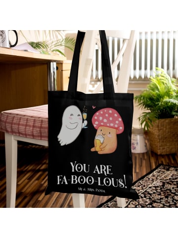 Mr. & Mrs. Panda Einkaufstasche Halloween Zauber mit Spruch in Schwarz